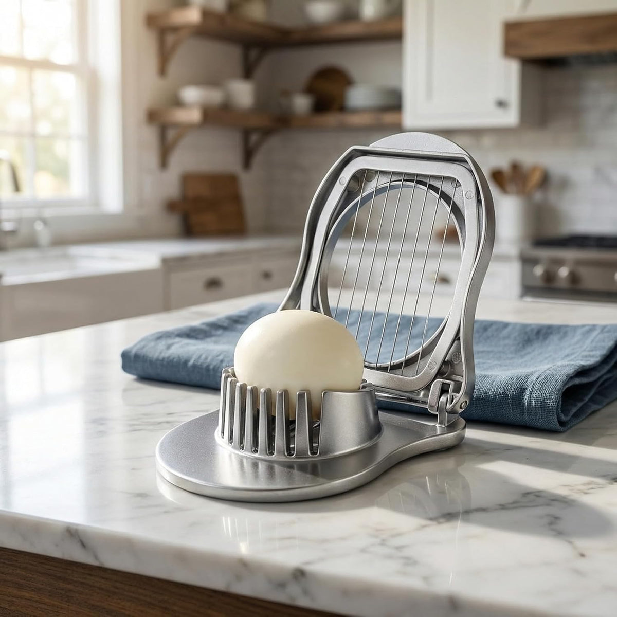 Professional Stainless Steel Egg Slicer - Heavy Duty Egg Cutter with Reinforced 304 Wires, 100% Dishwasher Safe, Rust-Proof Slicer for Boiled Eggs, Strawberries, and Mushrooms