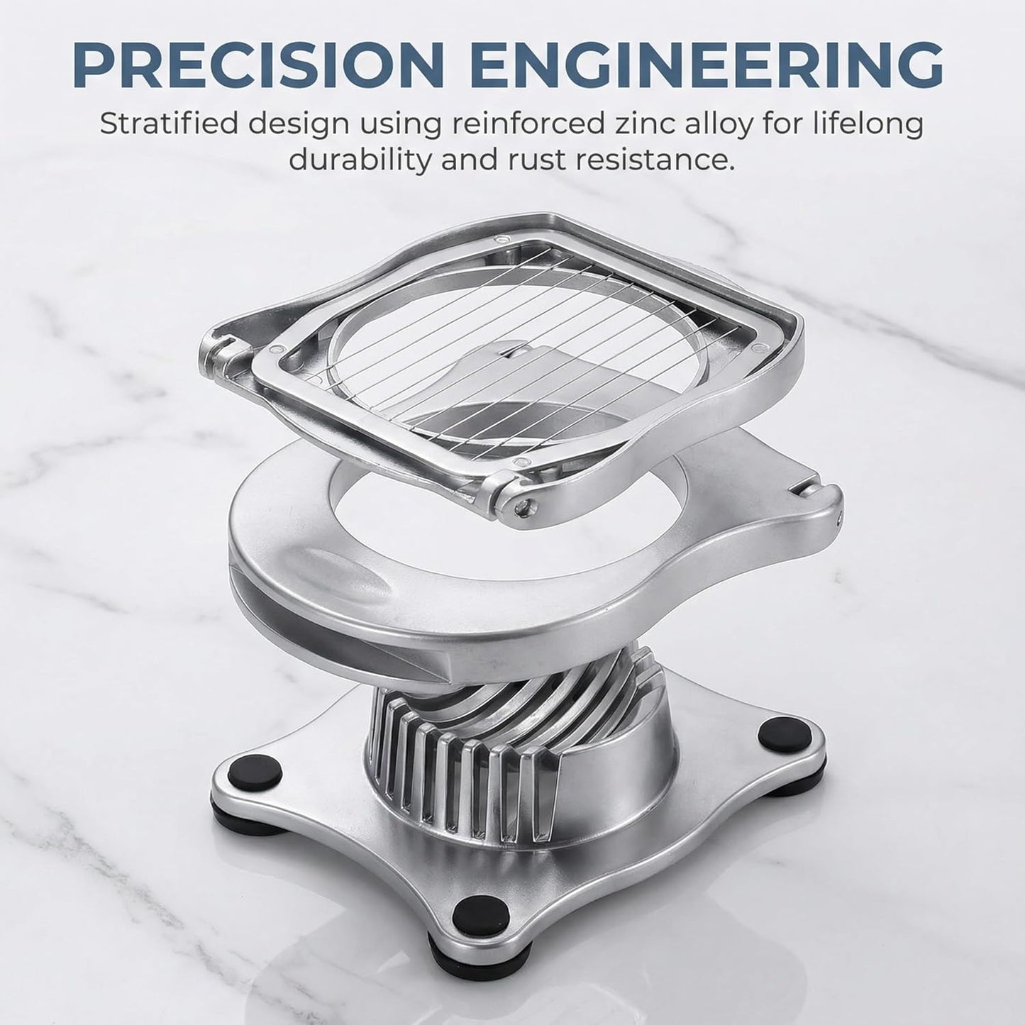 Professional Stainless Steel Egg Slicer - Heavy Duty Egg Cutter with Reinforced 304 Wires, 100% Dishwasher Safe, Rust-Proof Slicer for Boiled Eggs, Strawberries, and Mushrooms