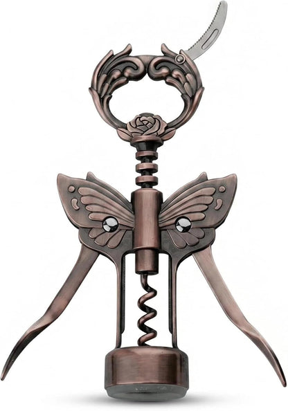 Wine Opener, 3 in 1 Zinc Alloy Premium Wing Corkscrew Wine Bottle Opener with Multifunctional Bottles Opener and Serrated Foil Cutter for Wine and Beer (Black)