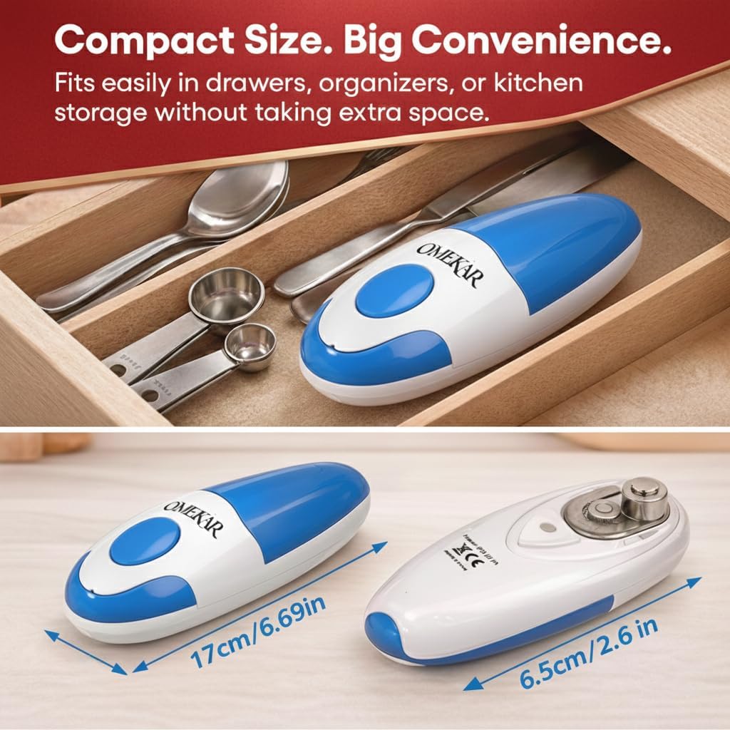 Electric Can Opener, One-Touch Automatic Smooth Edge Can Opener for All Can Sizes, Battery Operated Hands-Free Kitchen Gadget for Seniors with Arthritis (Red)
