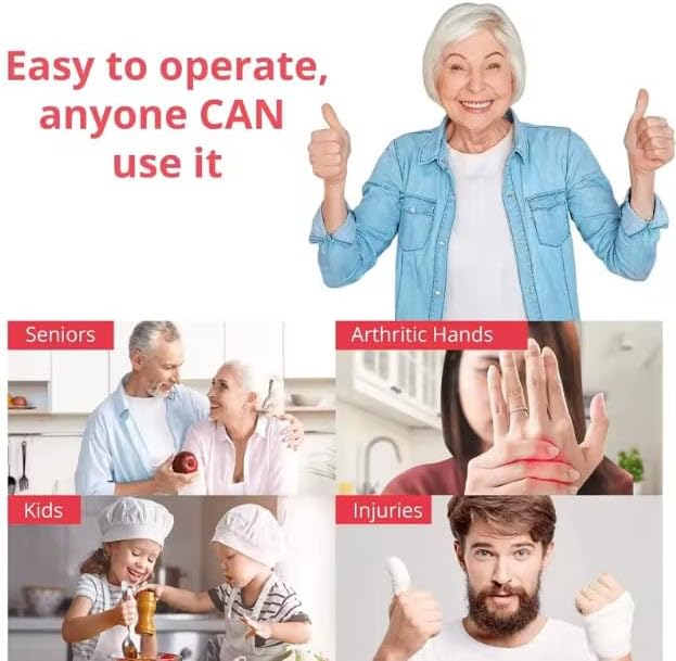 Electric Can Opener, One-Touch Automatic Smooth Edge Can Opener for All Can Sizes, Battery Operated Hands-Free Kitchen Gadget for Seniors with Arthritis (Red)