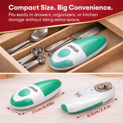 Electric Can Opener, One-Touch Automatic Smooth Edge Can Opener for All Can Sizes, Battery Operated Hands-Free Kitchen Gadget for Seniors with Arthritis (Red)