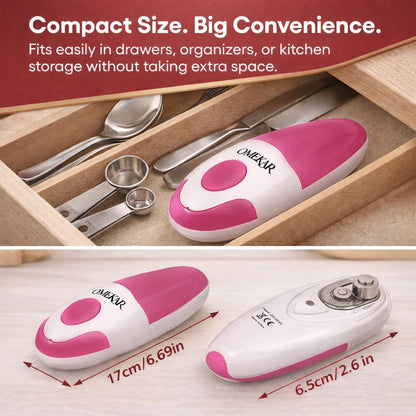 Electric Can Opener, One-Touch Automatic Smooth Edge Can Opener for All Can Sizes, Battery Operated Hands-Free Kitchen Gadget for Seniors with Arthritis (Red)