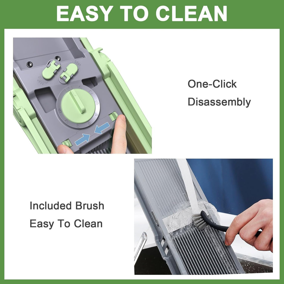 Safe Mandoline Slicer for Kitchen, 5 in 1 Multi Food Chopper, Potato Slicer | Adjustable Thickness 0.1-8 mm, Vegetable Chopper Cutter, Food Chopper French Fry Cutte, Paring Knife/Cleaning Brush, Mandolin