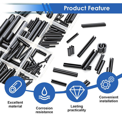 230Pcs Roll Pin Set SAE 1/16 5/64 3/32 1/8 5/32 3/16 7/32 1/4 5/16 3/8 Inch Roll Pins Assortment Kit for for Home Improvement Automotive Repair