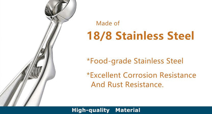 18/8 Stainless Steel Small Ice Cream Scoop Disher Cookie Scoop Melon Baller