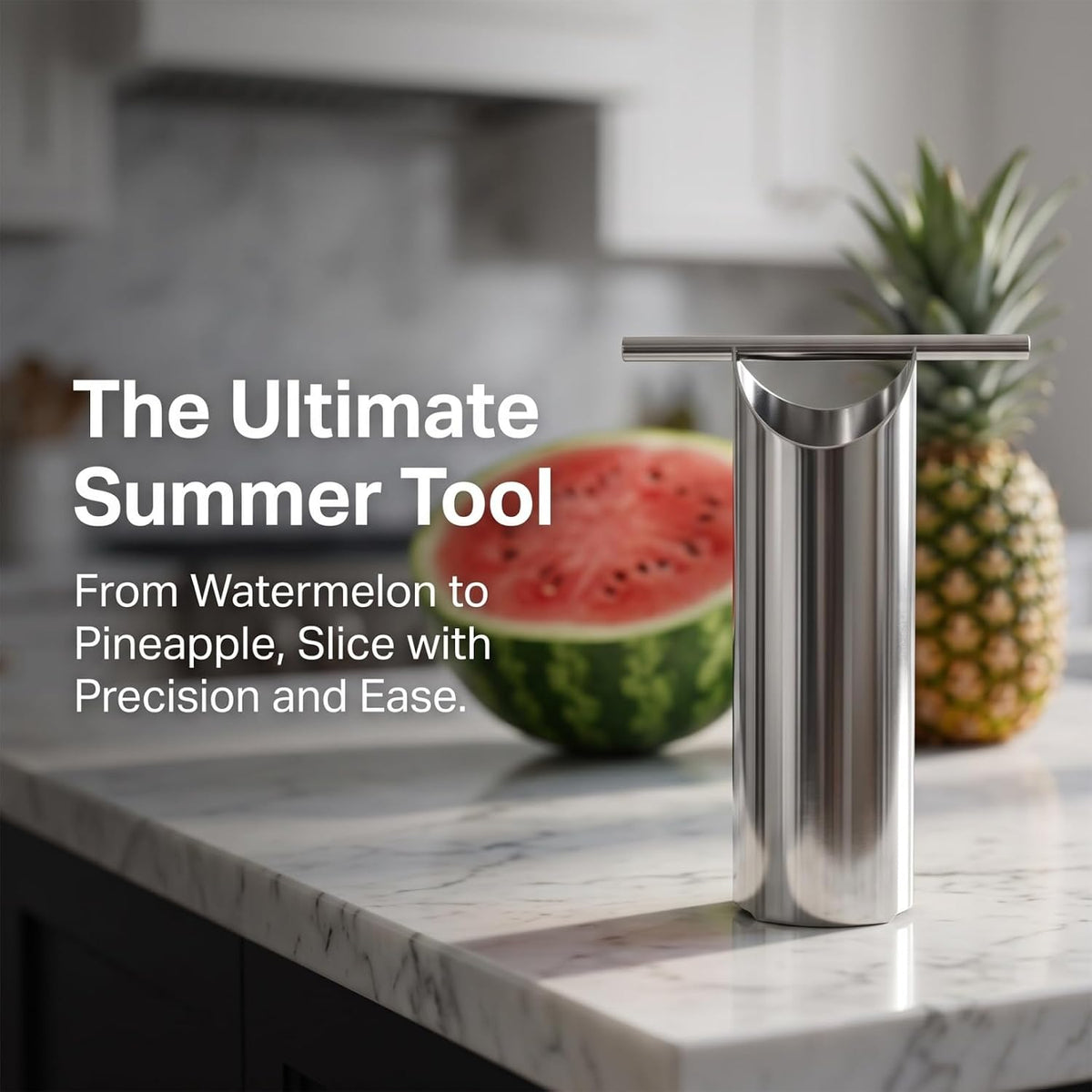 Watermelon Puncher Cutter Stainless Steel,melon Opener Cutter Watermelon Tool Pineapple Tool Fruit Slicer Water Melon Silver