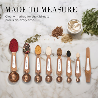 Copper Measuring Spoons Set with Leveler, 8-Piece