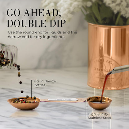 Copper Measuring Spoons Set with Leveler, 8-Piece