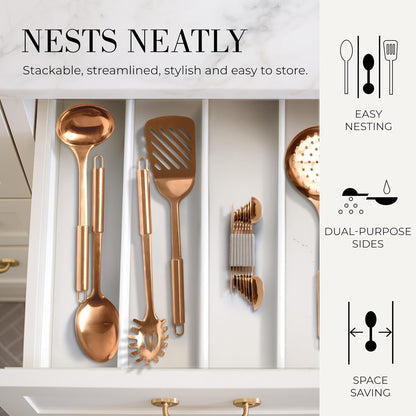 Copper Measuring Spoons Set with Leveler, 8-Piece