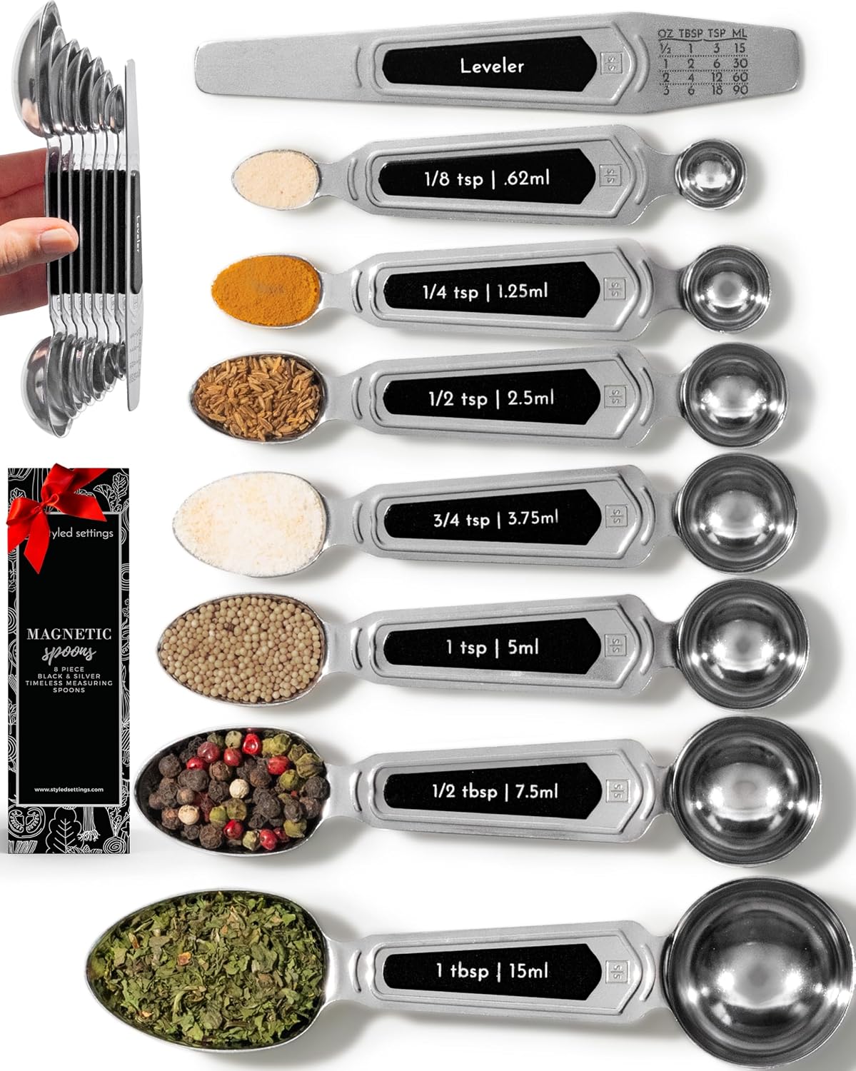 Copper Measuring Spoons Set with Leveler, 8-Piece