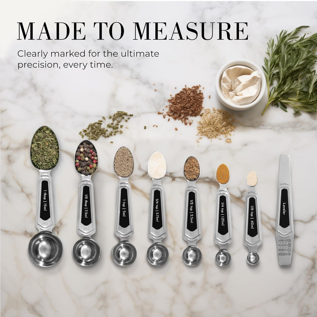Copper Measuring Spoons Set with Leveler, 8-Piece