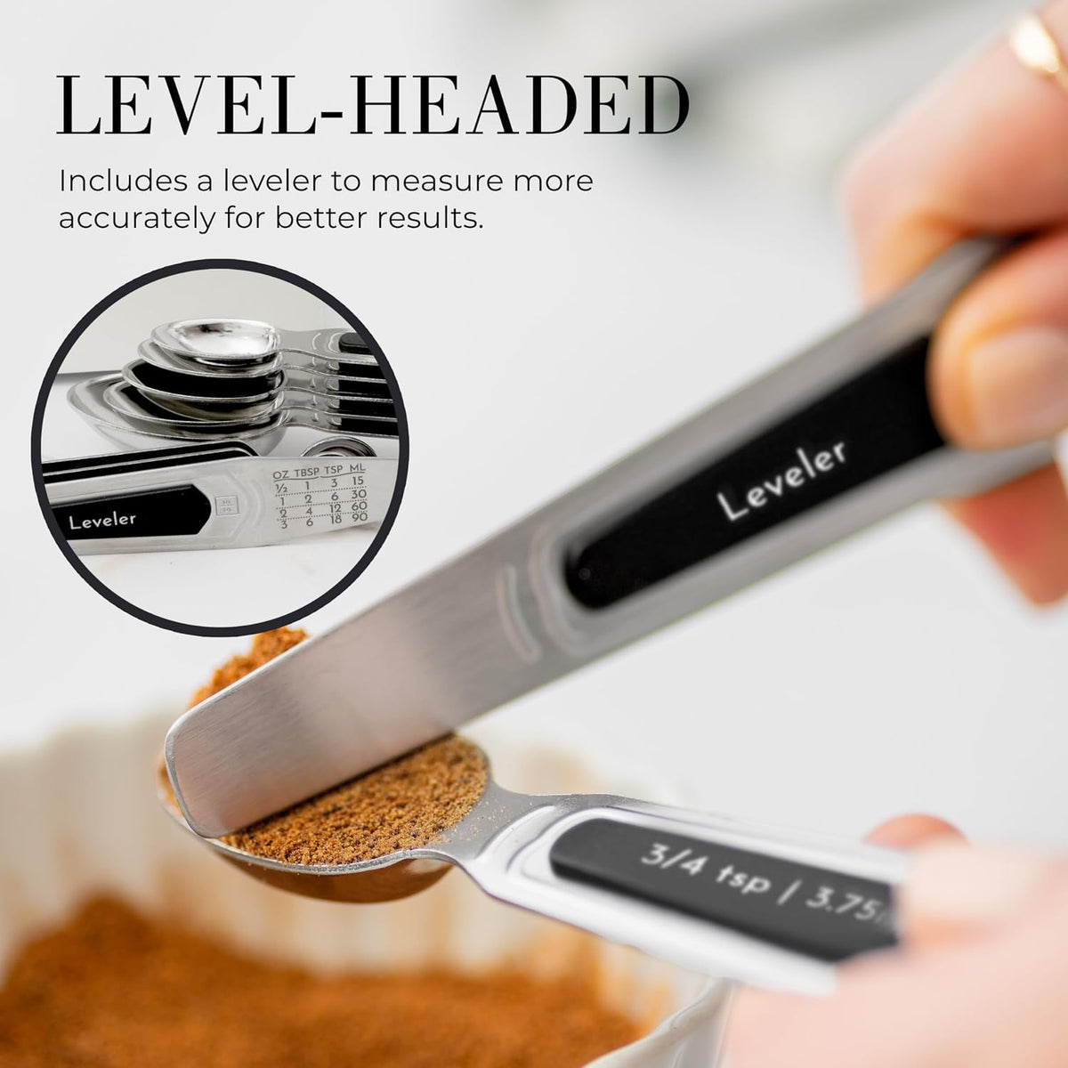 Copper Measuring Spoons Set with Leveler, 8-Piece