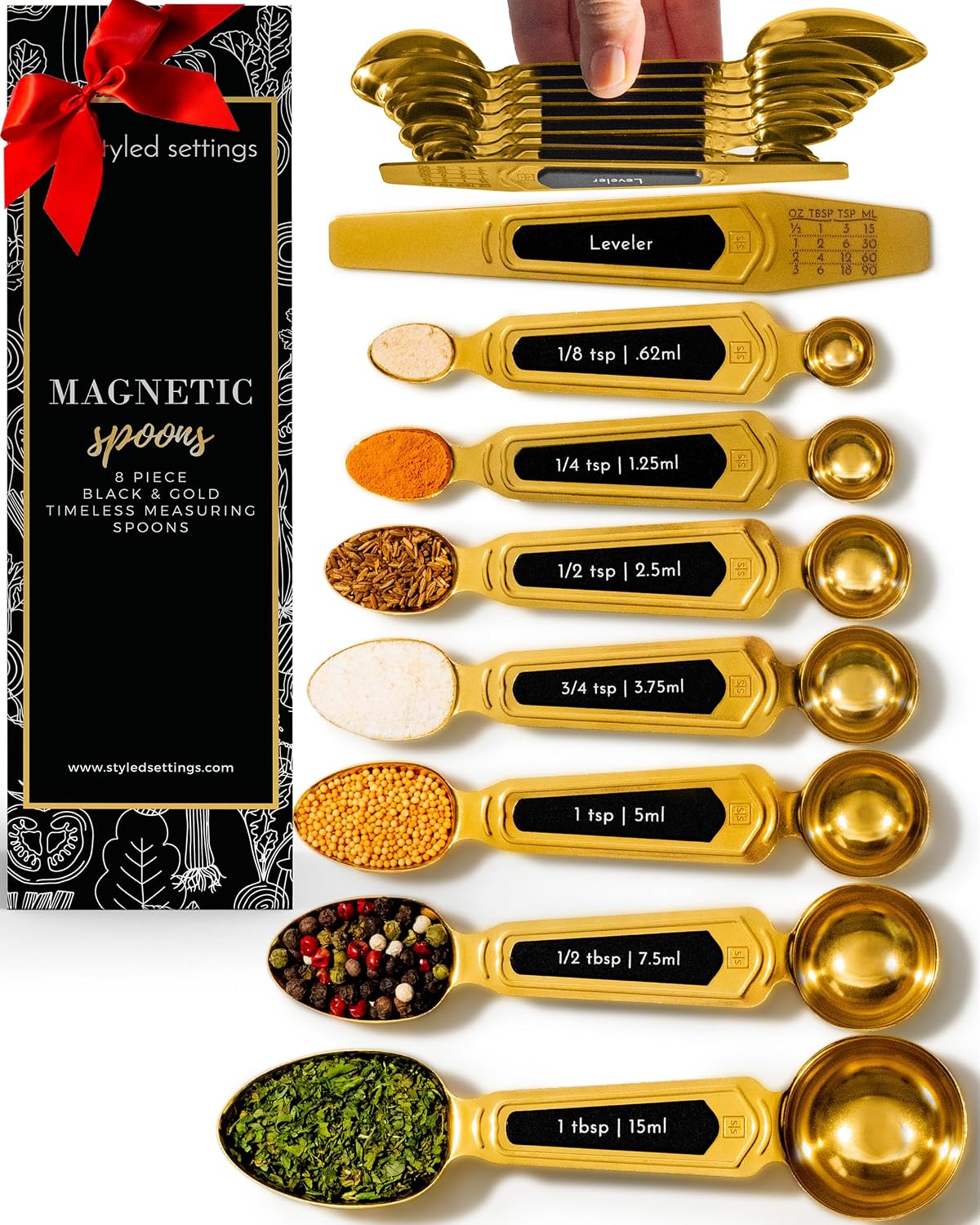 Copper Measuring Spoons Set with Leveler, 8-Piece