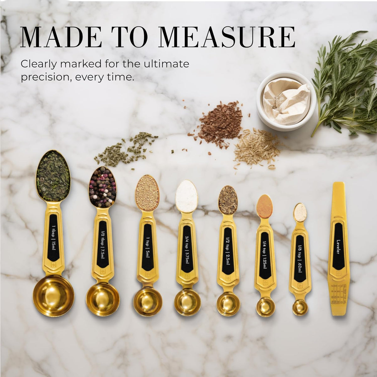 Copper Measuring Spoons Set with Leveler, 8-Piece