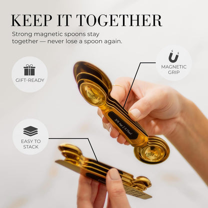 Copper Measuring Spoons Set with Leveler, 8-Piece