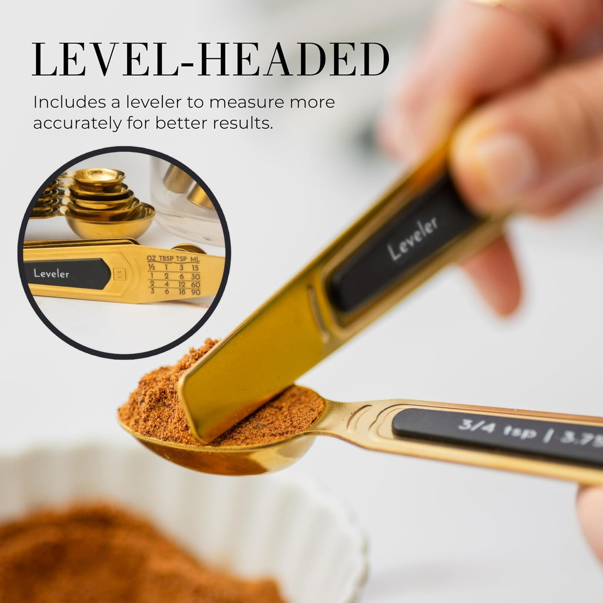 Copper Measuring Spoons Set with Leveler, 8-Piece