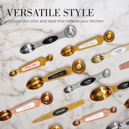 Copper Measuring Spoons Set with Leveler, 8-Piece