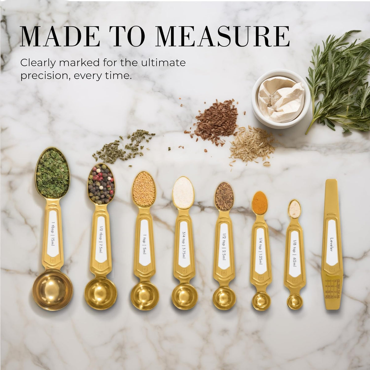 Copper Measuring Spoons Set with Leveler, 8-Piece