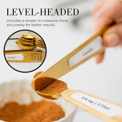 Copper Measuring Spoons Set with Leveler, 8-Piece