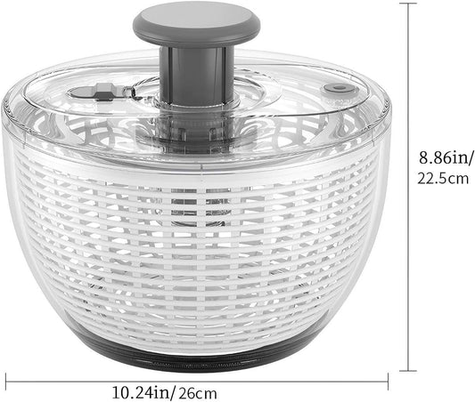quick press salad spinner and vegetable washer tool for lettuce spinner capacity Fruit Washing Bowl with fruit washing bowl with strainer dehydrator kitchen appliances (Large - 6.34 qt)