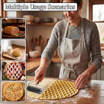 Pastry Lattice Roller Cutter - Stainless Steel Dough Lattice for Pie Pizza Bread beef wellington Pastry Crust Roller Cutter