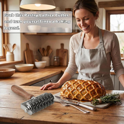 Pastry Lattice Roller Cutter - Stainless Steel Dough Lattice for Pie Pizza Bread beef wellington Pastry Crust Roller Cutter