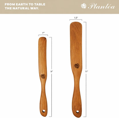 2 pcs Skinny Spurtle for Sourdough Starter, Reaching Bottom of Jar Wooden Spurtle for Mixing, Acacia Wood Dough Whisk, Sourdough Bread Baking Supplies