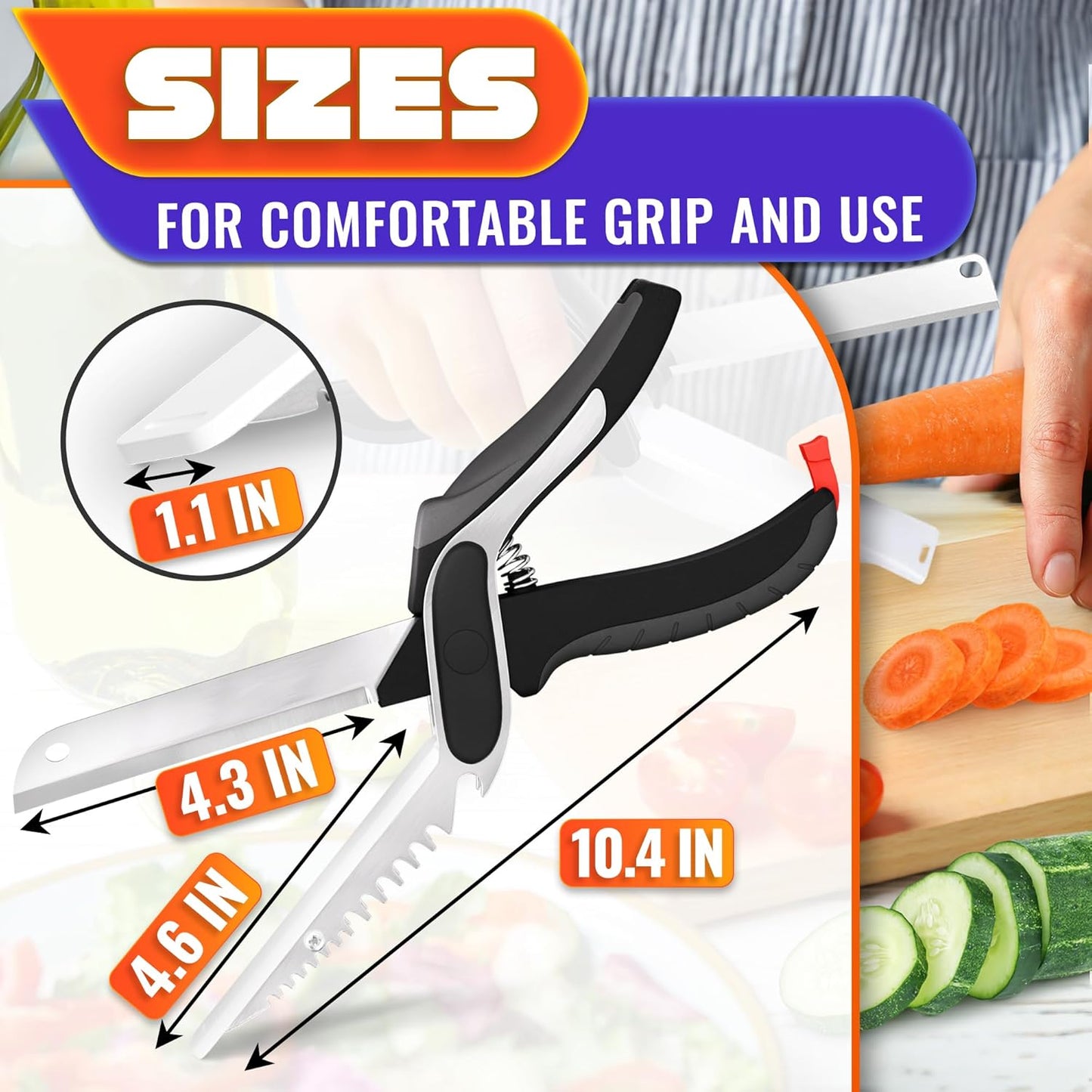 Herb Scissors with 5 Blades and Cover, Cleaning Brush, Even Cuts | Cilantro Cutter for Kitchen, Stainless Steel with Non-Slip Handle; Green Onion Scissors for Parsley, Salads and Greens
