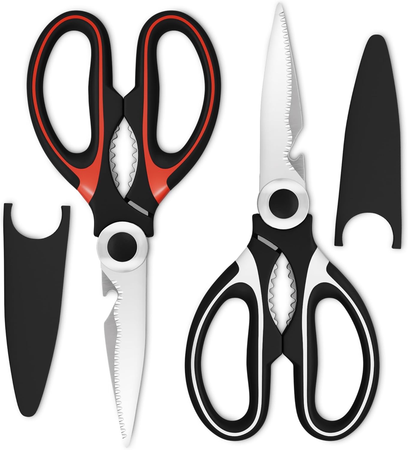 Herb Scissors with 5 Blades and Cover, Cleaning Brush, Even Cuts | Cilantro Cutter for Kitchen, Stainless Steel with Non-Slip Handle; Green Onion Scissors for Parsley, Salads and Greens