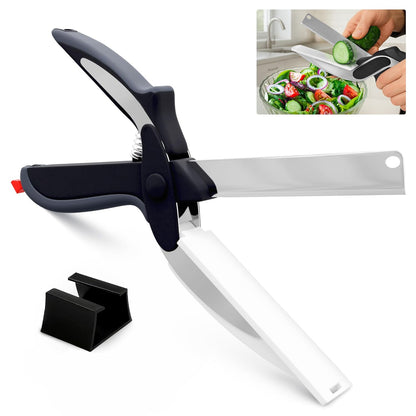 Herb Scissors with 5 Blades and Cover, Cleaning Brush, Even Cuts | Cilantro Cutter for Kitchen, Stainless Steel with Non-Slip Handle; Green Onion Scissors for Parsley, Salads and Greens