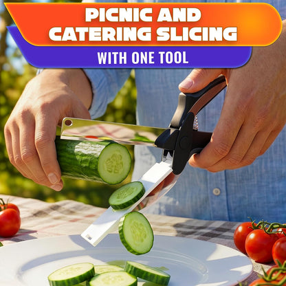 Herb Scissors with 5 Blades and Cover, Cleaning Brush, Even Cuts | Cilantro Cutter for Kitchen, Stainless Steel with Non-Slip Handle; Green Onion Scissors for Parsley, Salads and Greens