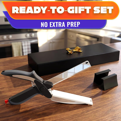 Herb Scissors with 5 Blades and Cover, Cleaning Brush, Even Cuts | Cilantro Cutter for Kitchen, Stainless Steel with Non-Slip Handle; Green Onion Scissors for Parsley, Salads and Greens