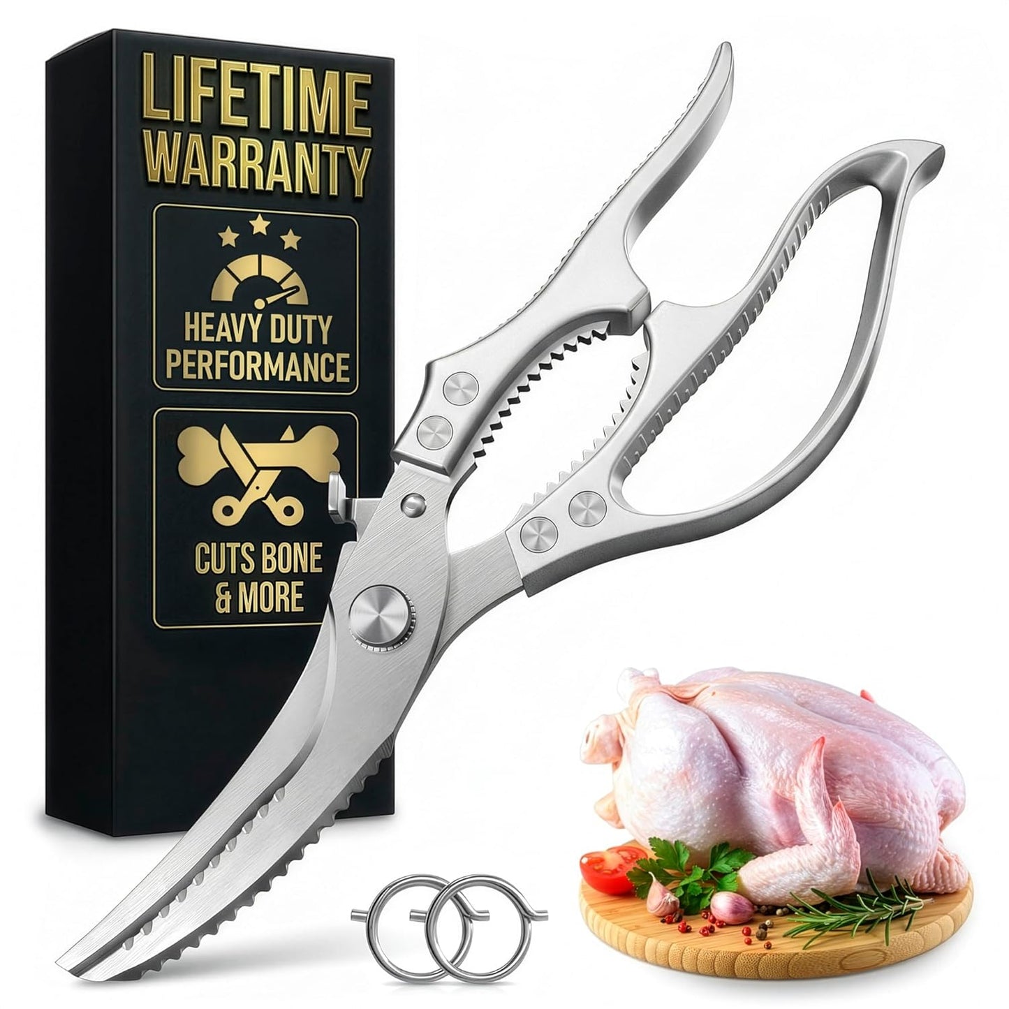 Herb Scissors with 5 Blades and Cover, Cleaning Brush, Even Cuts | Cilantro Cutter for Kitchen, Stainless Steel with Non-Slip Handle; Green Onion Scissors for Parsley, Salads and Greens