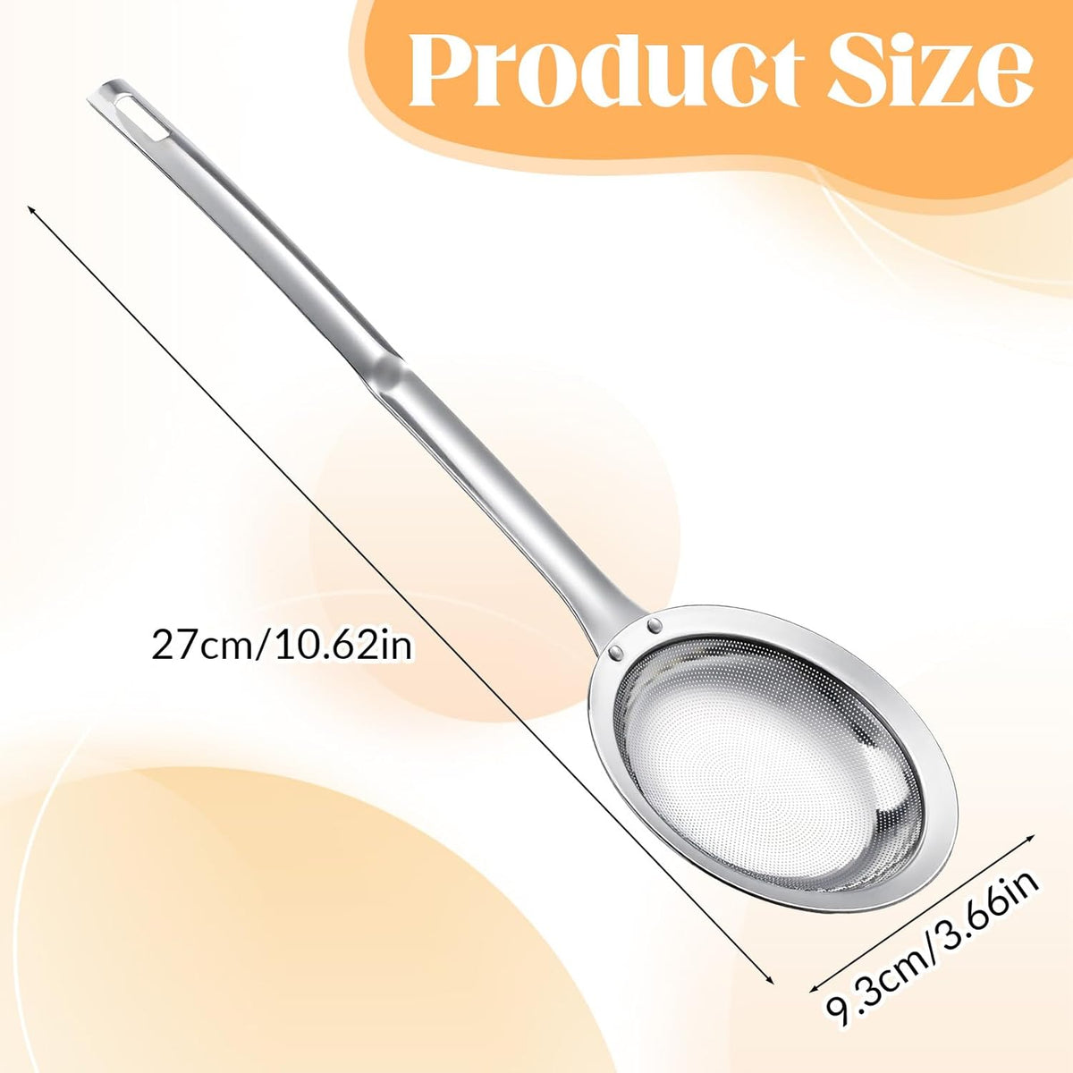 Fat Skimmer Spoon Filter Grease Foam Fine Mesh Stainless Steel Sieve Colander, Fry Oil Filter for Cooking Extra Fine Strainer with Handle Handheld Sieve Spoon for Food Strainer Kitchen Gadget (Medium)