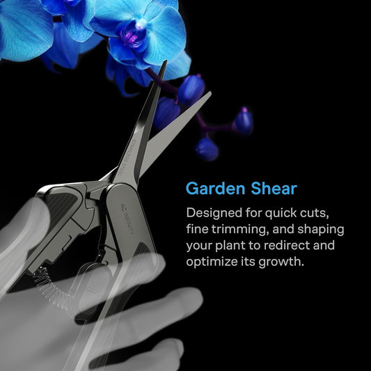 6.6” Stainless Steel Pruning Shear | Lightweight Ergonomic Design, Straight Precision Blades with Nonstick Teflon Coating for Gardening, Hydroponics, Grow Tents