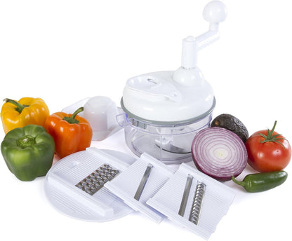 Manual Food Chopper - 5 in 1 Miracle Chopper, Salsa Maker, Blender, Slicer, Shredder and Julienne – As Seen on TV Manual Food Processor
