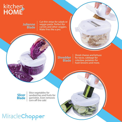 Manual Food Chopper - 5 in 1 Miracle Chopper, Salsa Maker, Blender, Slicer, Shredder and Julienne – As Seen on TV Manual Food Processor