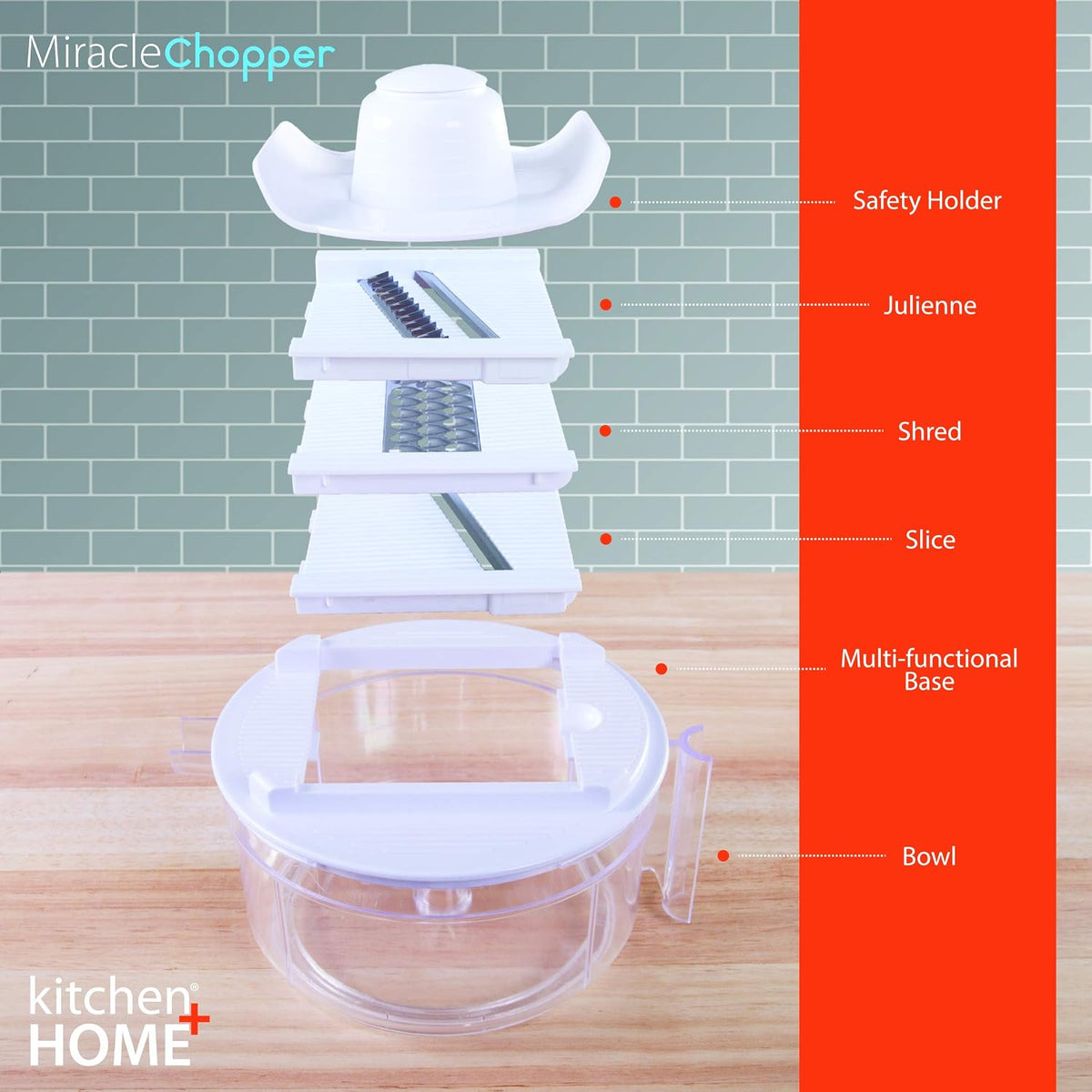 Manual Food Chopper - 5 in 1 Miracle Chopper, Salsa Maker, Blender, Slicer, Shredder and Julienne – As Seen on TV Manual Food Processor