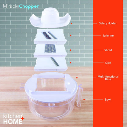Manual Food Chopper - 5 in 1 Miracle Chopper, Salsa Maker, Blender, Slicer, Shredder and Julienne – As Seen on TV Manual Food Processor