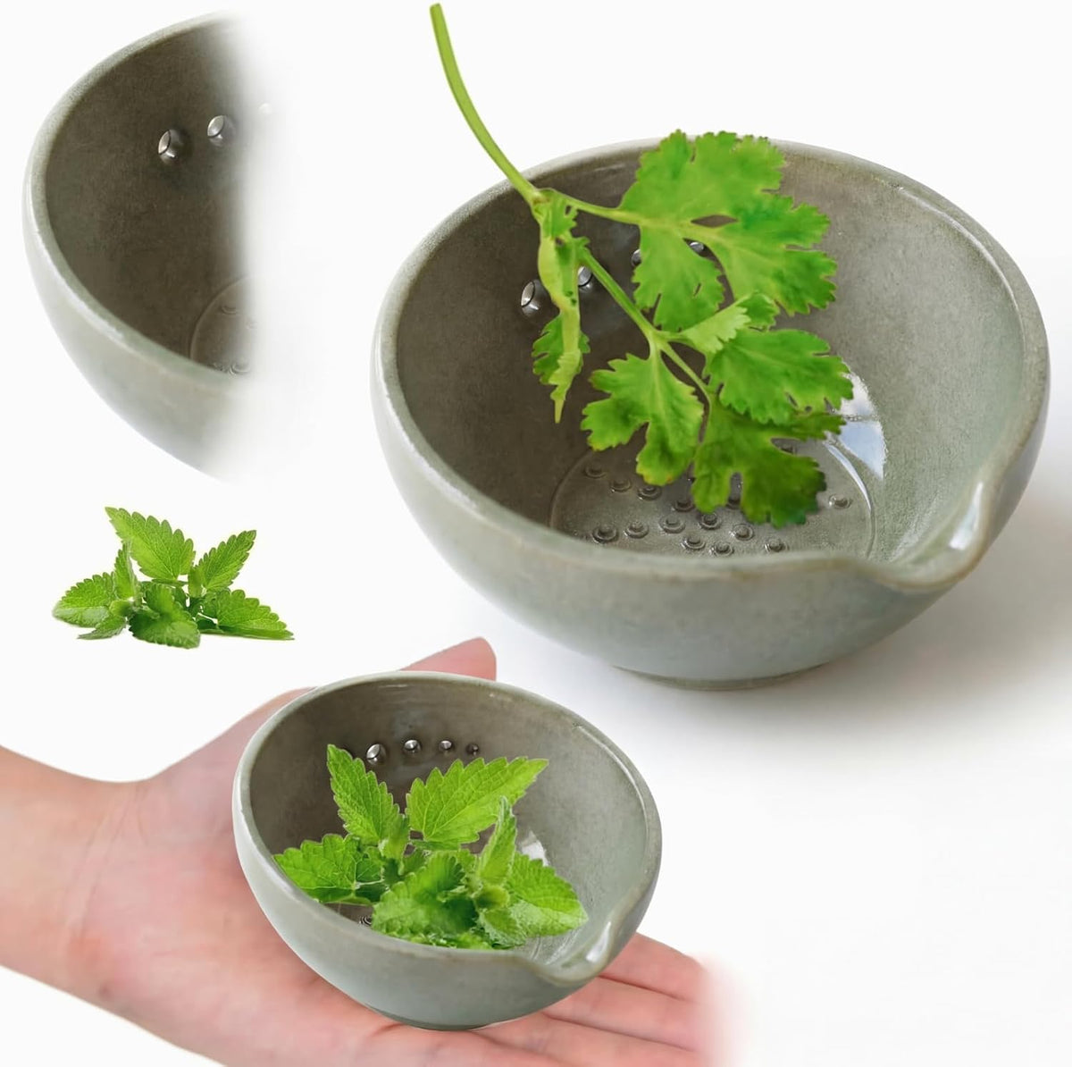 Herb Stripper Bowl with Garlic Grater - 2-in-1 for Cooking