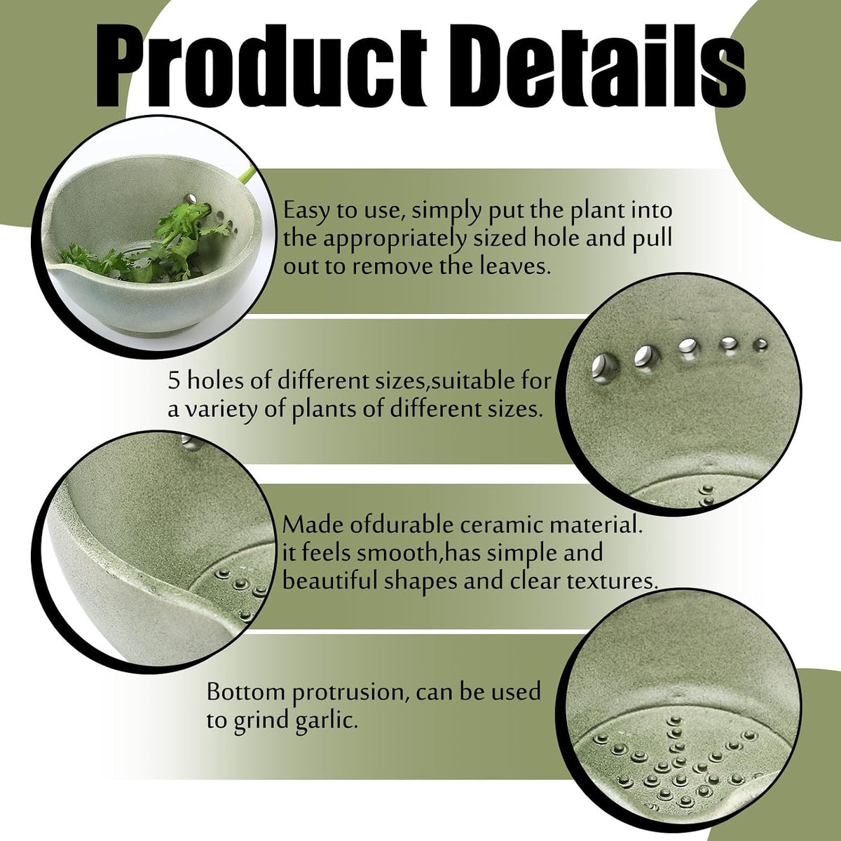 Herb Stripper Bowl with Garlic Grater - 2-in-1 for Cooking