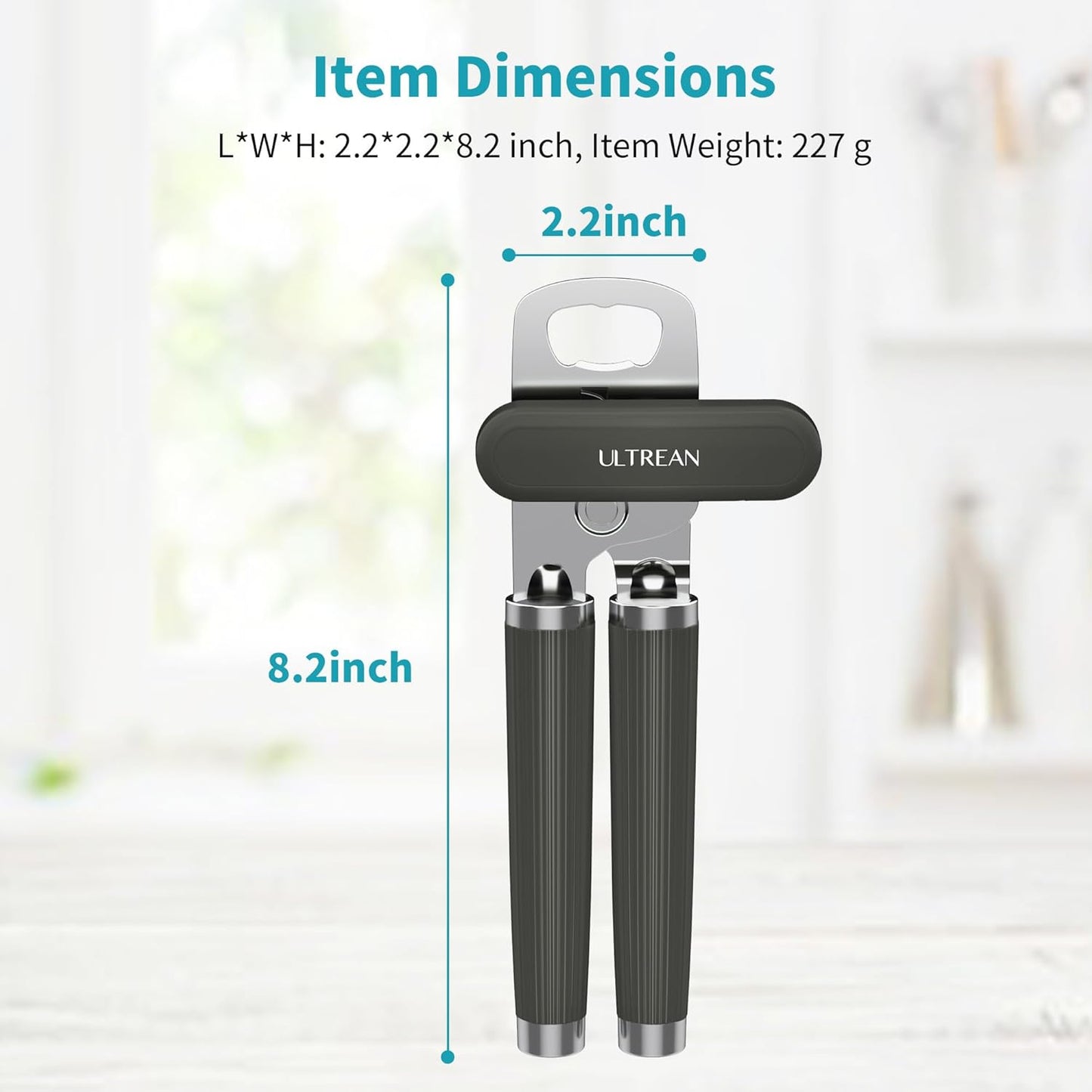 Manual Can Opener Bottle Opener, Heavy Duty Stainless Steel Smooth Edge Manual Hand Held Can Opener With Soft Touch Handle, Rust Proof Oversized Handheld Easy Turn Knob (Black)