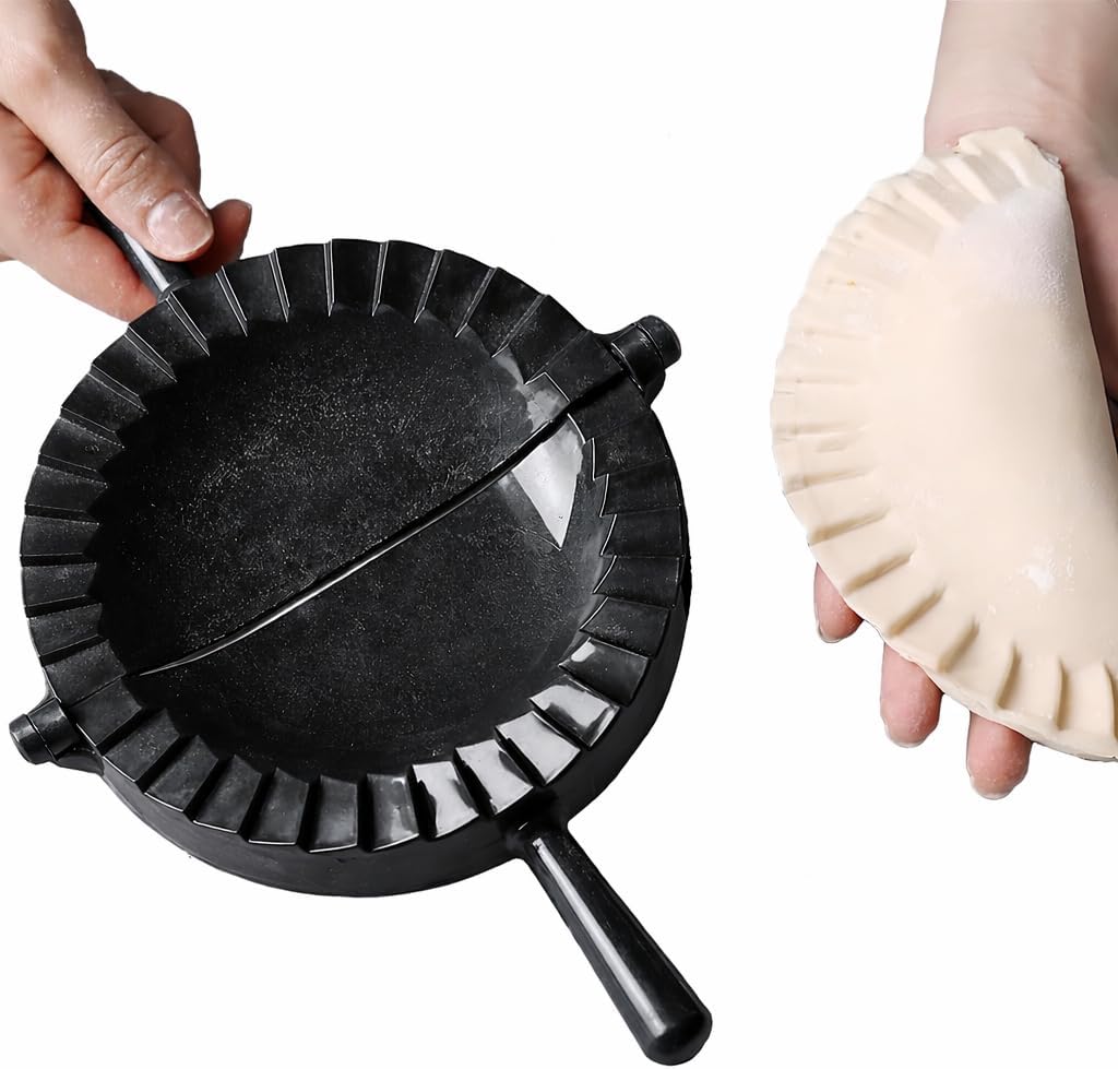 Jumbo Size Empanada Maker Press 6 Inch Black - Professional Empanadas - Mold Ravioli Dumpling Wrap, Tortilla Folder, Wonton Dough Press 2-in-1 Cutter Sealer, Pierogi, Calzone, Hand Pot Pie Maker