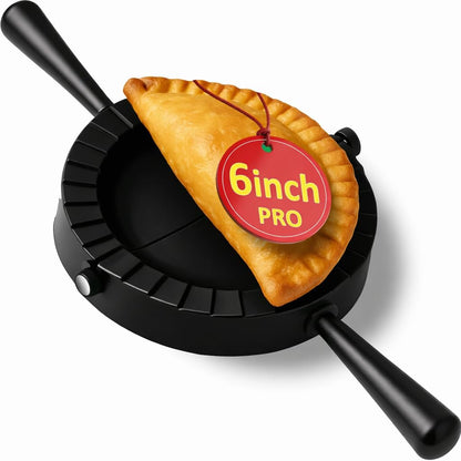 Jumbo Size Empanada Maker Press 6 Inch Black - Professional Empanadas - Mold Ravioli Dumpling Wrap, Tortilla Folder, Wonton Dough Press 2-in-1 Cutter Sealer, Pierogi, Calzone, Hand Pot Pie Maker