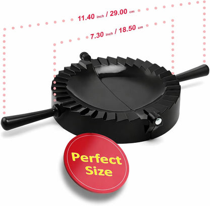 Jumbo Size Empanada Maker Press 6 Inch Black - Professional Empanadas - Mold Ravioli Dumpling Wrap, Tortilla Folder, Wonton Dough Press 2-in-1 Cutter Sealer, Pierogi, Calzone, Hand Pot Pie Maker