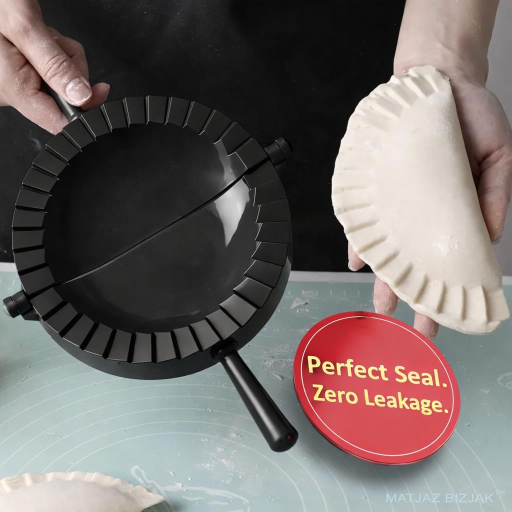 Jumbo Size Empanada Maker Press 6 Inch Black - Professional Empanadas - Mold Ravioli Dumpling Wrap, Tortilla Folder, Wonton Dough Press 2-in-1 Cutter Sealer, Pierogi, Calzone, Hand Pot Pie Maker