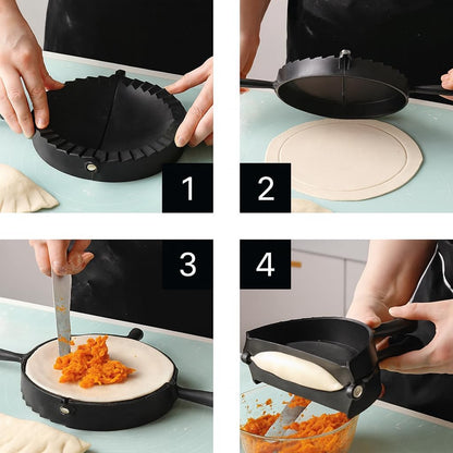 Jumbo Size Empanada Maker Press 6 Inch Black - Professional Empanadas - Mold Ravioli Dumpling Wrap, Tortilla Folder, Wonton Dough Press 2-in-1 Cutter Sealer, Pierogi, Calzone, Hand Pot Pie Maker
