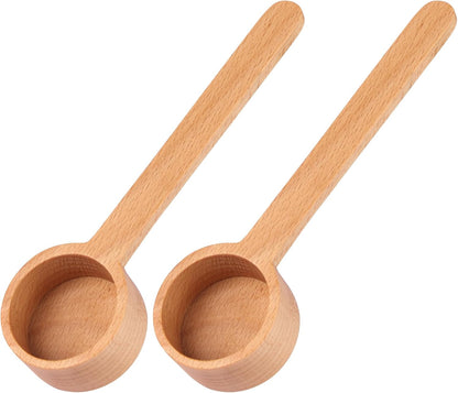 Wooden Coffee Ground Spoon, Long Handle 6.49 Inch Wooden Tablespoon Scoop Food Jar Scoops for Deep Jars and Containers, Ground Beans or Tea, Kitchen Tools Utensils, Pack of 2
