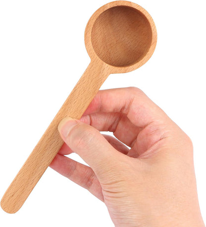 Wooden Coffee Ground Spoon, Long Handle 6.49 Inch Wooden Tablespoon Scoop Food Jar Scoops for Deep Jars and Containers, Ground Beans or Tea, Kitchen Tools Utensils, Pack of 2